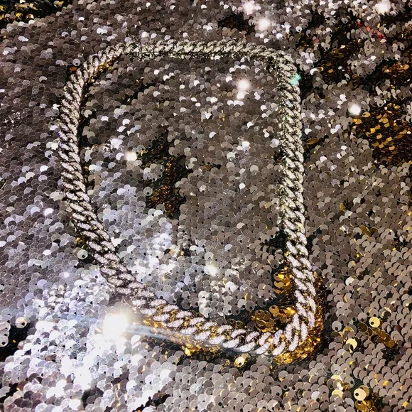 Cuban link chain for men, VVS clarity zircon crystals, heavy 10k gold vermeil - Picture 3 of 7